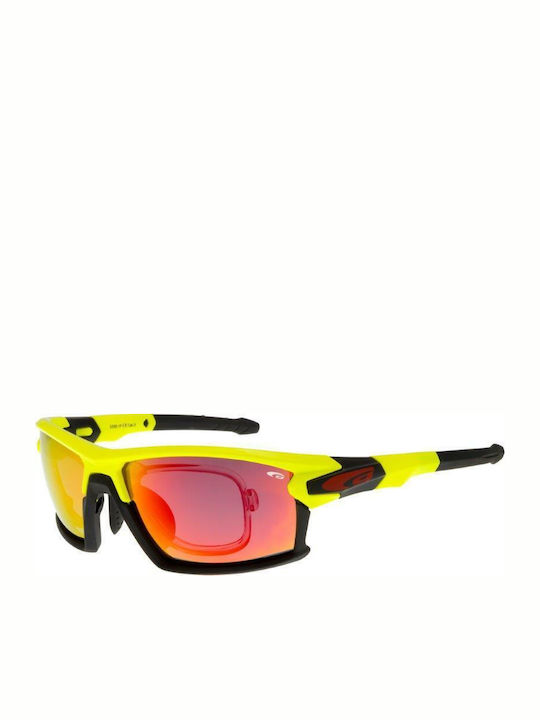 Goggle Tango C Sunglasses with Yellow Plastic Frame and Red Lens E558-1PR