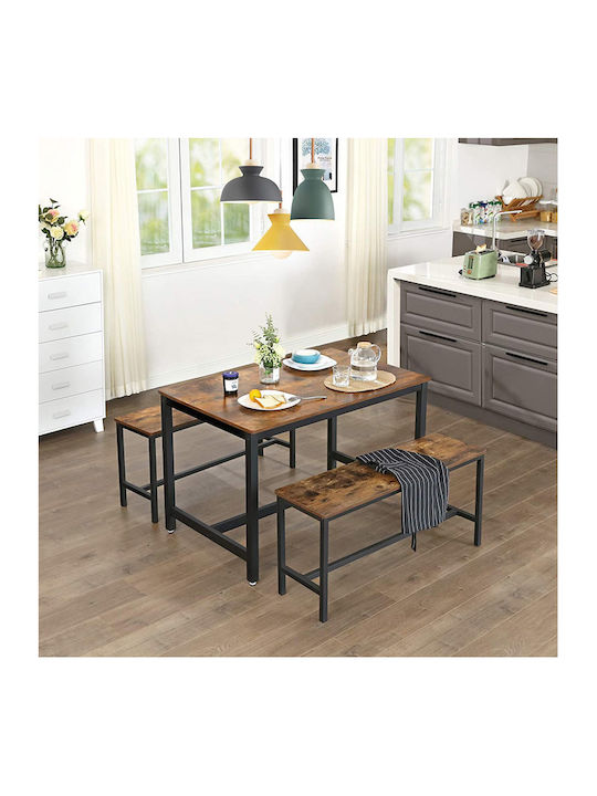 Dining Room Bench with Wooden Surface Brown 108x32.5x50cm 2pcs