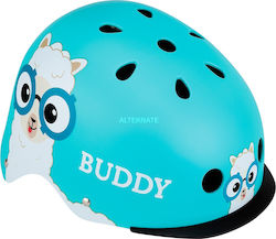 Globber Elite Lights Kids' Helmet for City Bike Blue with LED Light XS/S (48-53 cm) Sky Blue Llama Buddy