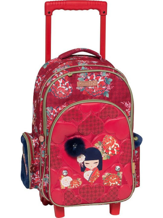 Santoro Kimmidoll Miwa School Bag Trolley Kindergarten Fuchsia with Water bottle holder