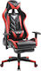 Varossi Bull Artificial Leather Gaming Chair with Adjustable Arms and Footrest Red