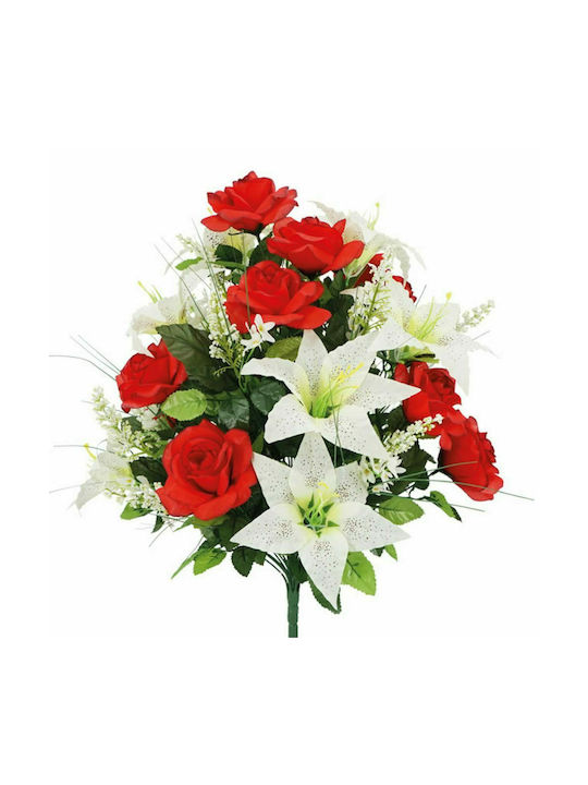 Marhome Bouquet of Artificial Flowers Red 18cm 1pcs