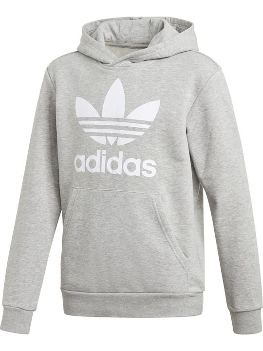 Kids Sweatshirt with Hood and Pockets Gray Trefoil