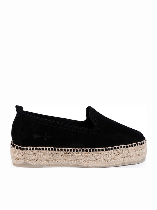 Hamptons Suede Γυναικείες Εσπαντρίγιες σε Μαύρο Χρώμα