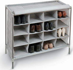 Fabric Shoe Organizer with 4 Shelves Gray 81x35x66cm