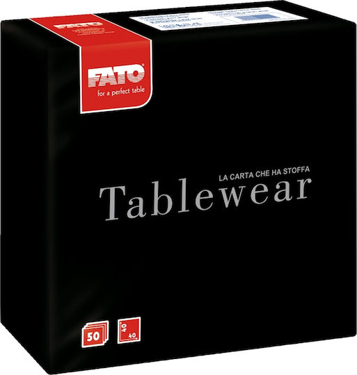 Fato Tablewear Χαρτοπετσέτα Πολυτελείας Airlaid Μαύρη 40x40εκ. 50τμχ
