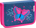 Belmil Butterfly Jeans Pencil Case with 1 Compartment Blue