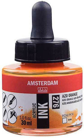 Royal Talens Amsterdam Acrylic Ink Acrylic Paint Set in Orange color Azo Orange 276 30ml 1pcs