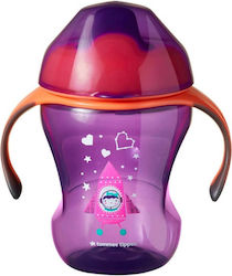 Tommee Tippee Sippee Cup Spaceship Educational Sippy Cup Plastic with Handles Pink for 7m+m+ 230ml