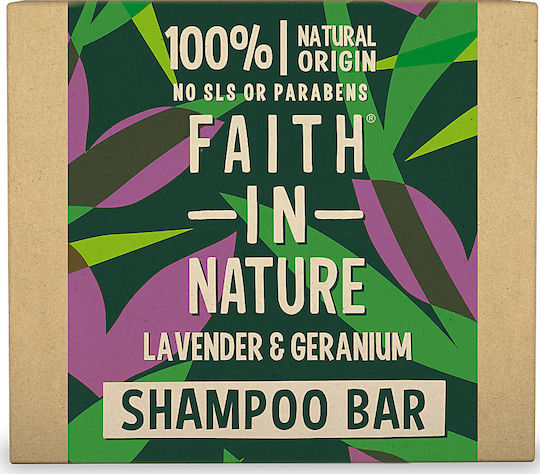Faith in Nature Lavender & Geranium Solid Shampoos Reconstruction/Nourishment for All Hair Types 85gr