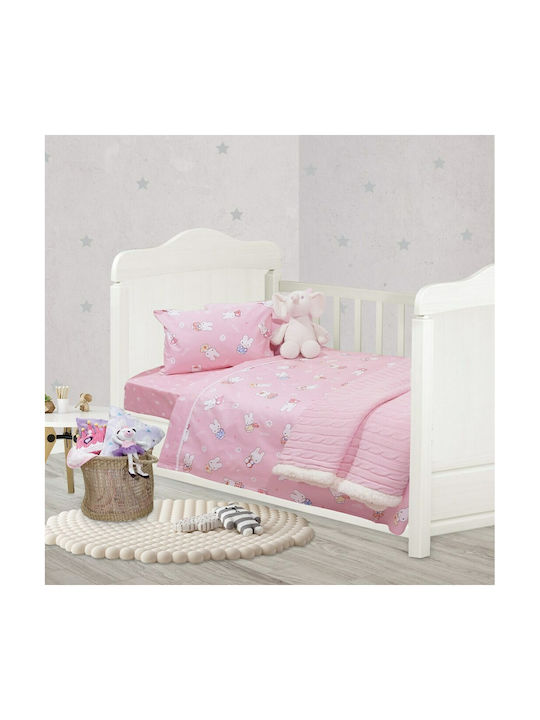 Das Home Baby Sheets Set Crib Cotton Pink 110x150cm 3pcs