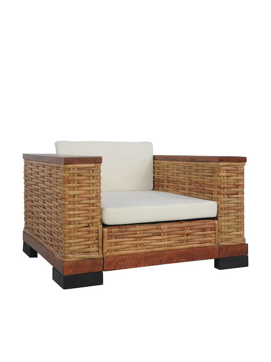 Outdoor Armchair Rattan Brown with Cushion 1pcs...