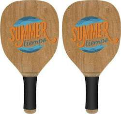 Summertiempo Beach Rackets Set Beige with Straight Handle Black