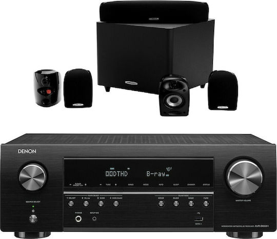 Denon Complete Home Cinema Set 5.1 150W Built-in WiFi Black and Polk Audio TL-1600