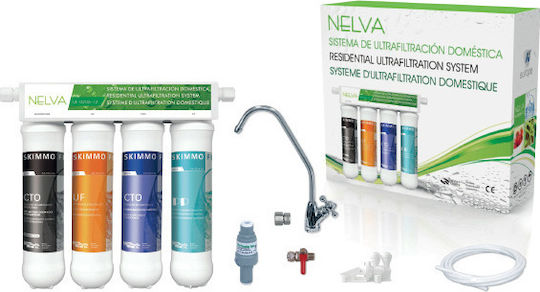 Nelva UF Wasserfiltrationssystem Unter der Spüle Durchmesser 3/8'' mit Wasserhahn & Ersatzfilter