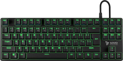 Savio Tempest RX Tastatură Mecanică de Gaming Fără cheie cu Outemu Green întrerupătoare și Taste iluminate Negru