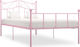 Single Metal Bed Rose with Slats for Mattress 100x200cm