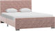 Κρεβάτι Ημίδιπλο Επενδυμένο με Ύφασμα Ροζ με Τάβλες για Στρώμα 120x200cm