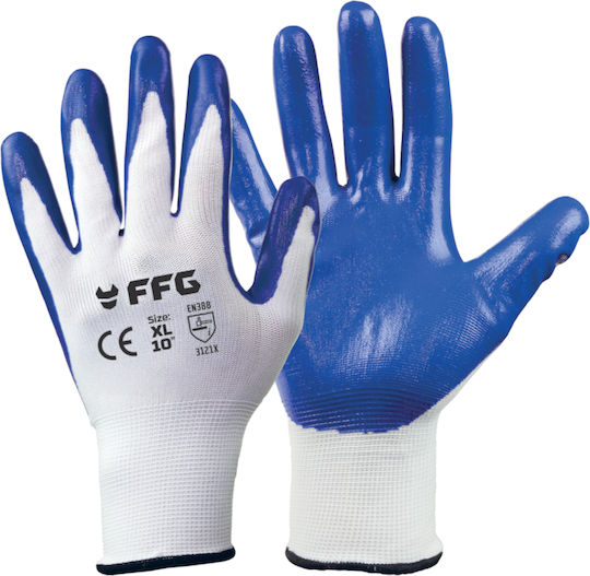 FFG Gloves for Work Electrician Blue Nitrile/Polyester 1pcs