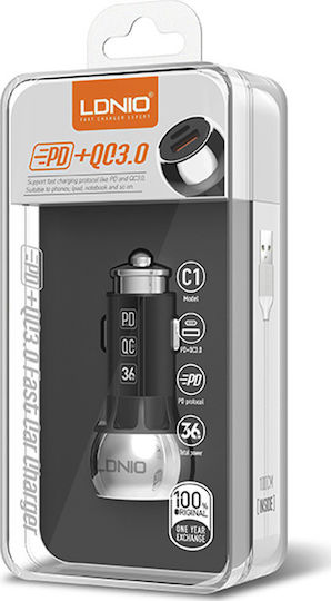 Ldnio C1 Car Charger with Fast Charging and One Port 1xUSB-A Grey Color