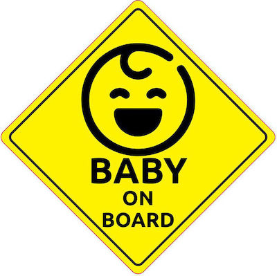 Autoline Unisex Baby on Board Car Sign Yellow Sticker