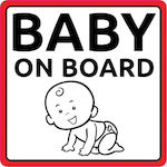 Autoline Σήμα Baby on Board με Αυτοκόλλητο Λευκό