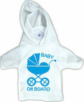 Boy Baby on Board Car T-Shirt Λευκό with Suction Cup Stroller