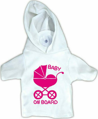 Semn Baby on Board Tricou cu Ventuză Stroller Alb