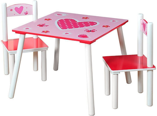 Kids Table Set with Chairs Made of Wooden Pink Kesper