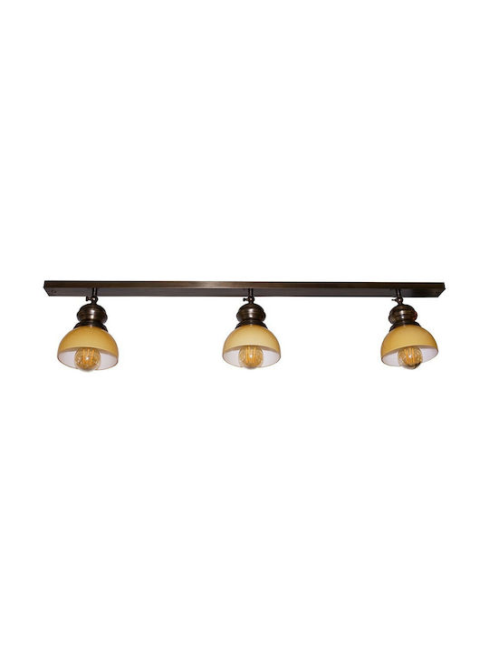 DITS Lighting Dits Lighting Murano Glass Triple Spot with Socket E27 in Bronze Color