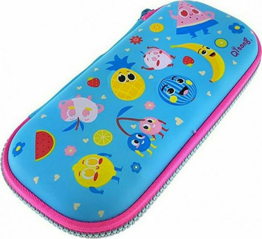 Graffiti Oval 3D Pencil Case with 1 Compartment Light Blue