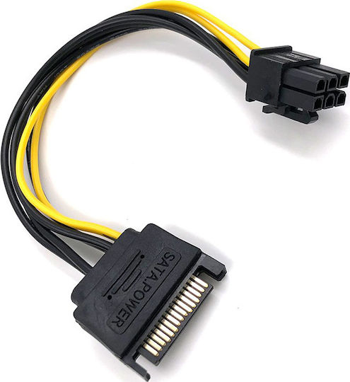 Powertech 15-Pin Sata - 6-Pin PCIe Cable 0.15m Πολύχρωμο (CAB-W032)