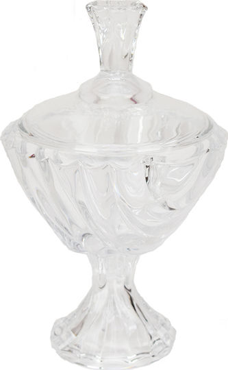 Karvounis Glass Sweet Jar with Lid and Foot Transparent 17x17cm