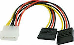 Powertech Molex cu 4 pini - 15-Pin Sata Cablu 0.2m Multicolor (CAB-W003)