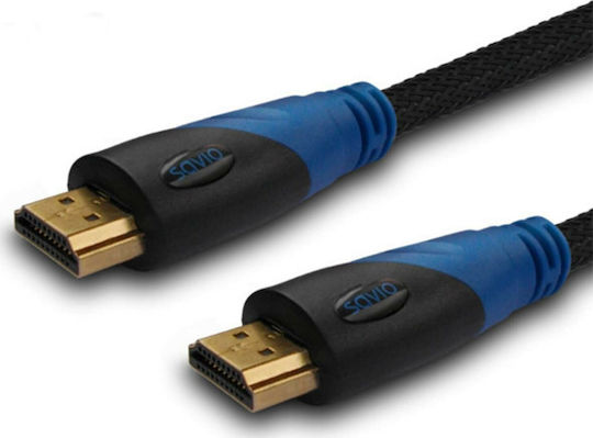 Savio HDMI 1.4 High Speed 1080p 120Hz Braided Cable HDMI Male - HDMI Male 2m Black