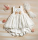 Lollipop Celebrations White Baptism Outfit with Dress , Hair Accessories & Cardigan 3pcs