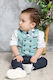 Mi Chiamo Boys Baptism Suit with Vest 4pcs Turq...