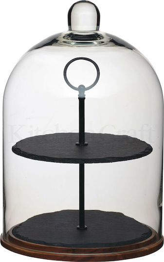 Kitchen Craft Stone Dessert Tower Stand with 2 Tiers Black Ø22cmxY31cm