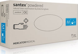 Mercator Medical Santex Γάντια Λάτεξ Με Πούδρα σε Λευκό Χρώμα 100τμχ