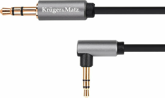 Kruger & Matz Καλώδιο Ήχου 3.5mm male - 3.5mm male Γκρι 1m με Επίχρυσους Ακροδέκτες KM1232