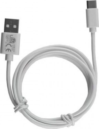 Lime USB 2.0 Cable USB-C male - USB-A Λευκό 2m 16793