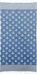 Summertiempo Pestemal 42-2394 Beach Towel Cotton Blue with Fringes 180x90cm.