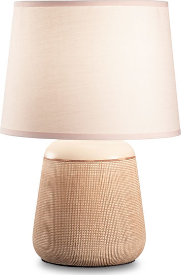 Ideal Lux Kali Ceramic Table Lamp for Socket E14 with Beige Shade and Base