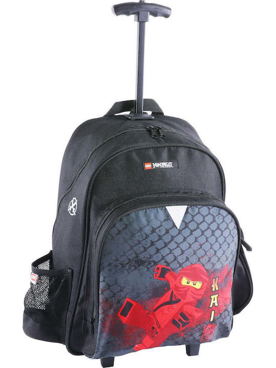 Lego Ninjago Dragon Master School Bag Trolley Elementary, Elementary Black with Water Bottle Holder