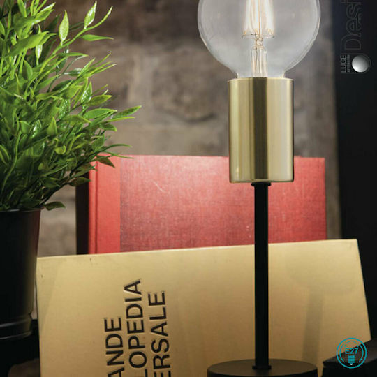 Fan Europe Axon Metal Table Lamp for Socket E27 with Transparent Shade and Black Base