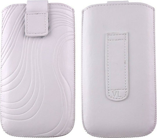 Volte-Tel S Leather Velcro Loop Sock & Pouch up to 5.1" White