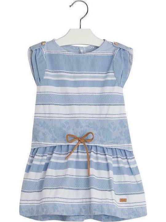 Mayoral Kids Dress Striped Sleeveless Light Blue