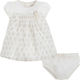 Mayoral Kids Dress Polka Dot Short Sleeve Beige