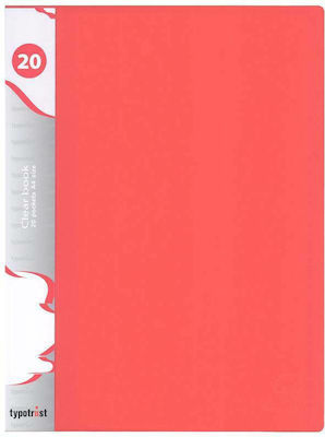 Typotrust Ντοσιέ Σουπλ με 20 Διαφάνειες για Χαρτί A4 Κόκκινο
