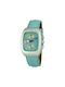 Chronotech Watch Battery with Turquoise Leather Strap CT7359-01